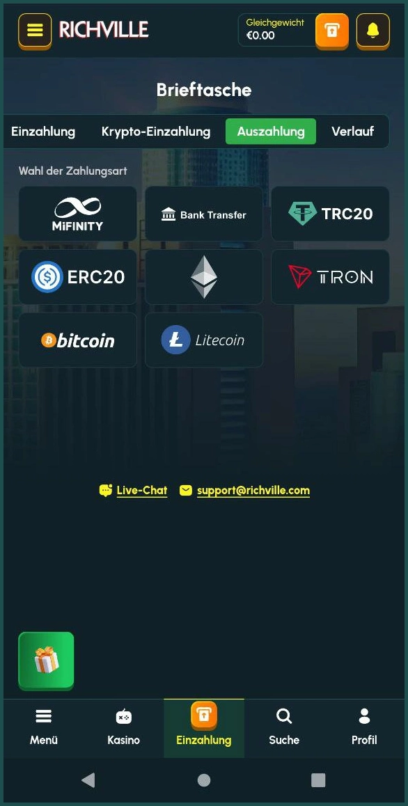 Auszahlungsmöglichkeiten im Richville Casino ausführlich erklärt