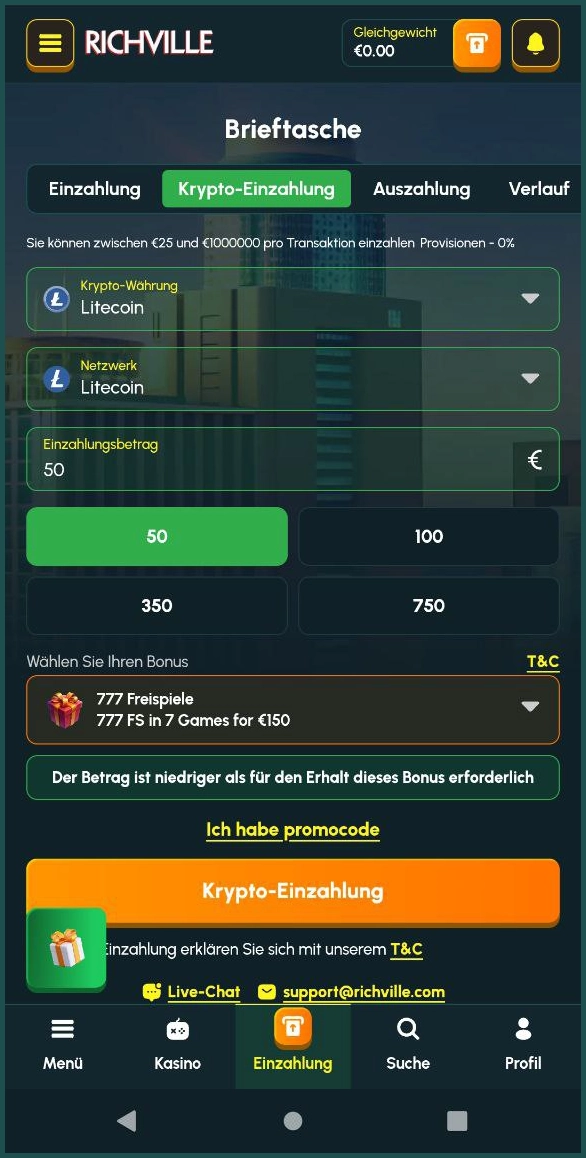 Kryptowährungen im Richville Casino – Bitcoin und Ethereum als schnelle Zahlungsoptionen