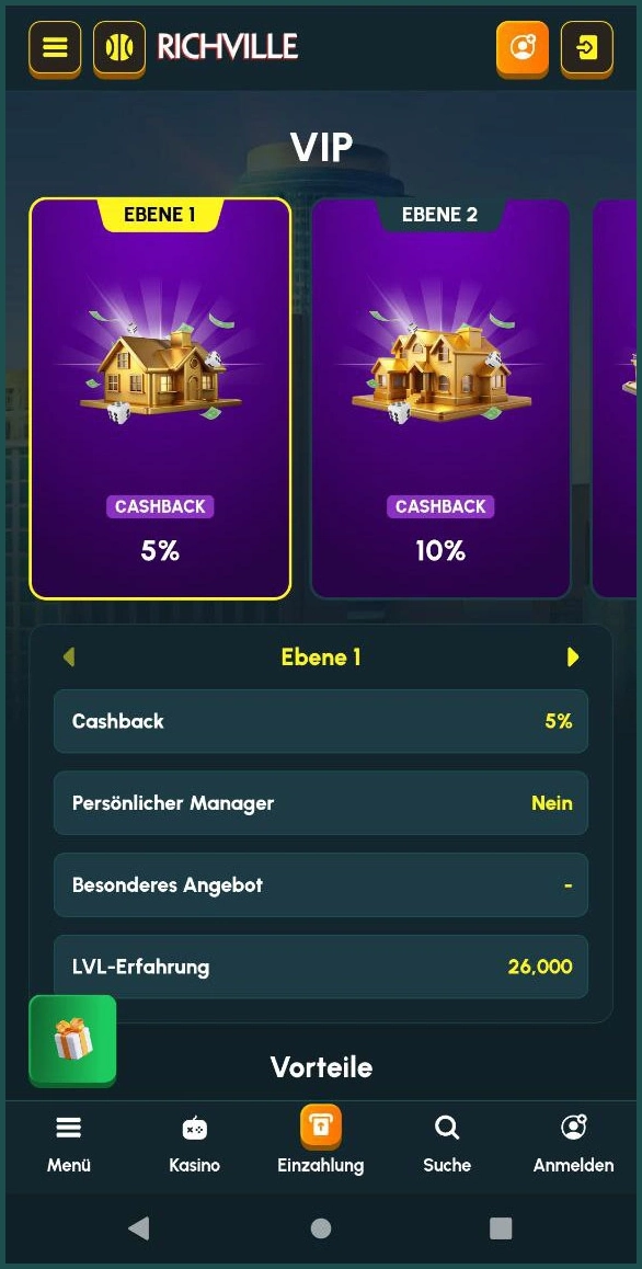 Exklusive Vorteile im VIP-Bereich des Richville Casino genießen